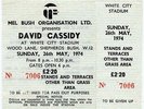 David Cassidy White City Stadium, London 26/5/74 Ticket