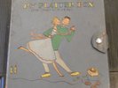 VINTAGE RECORD CARRYING CASE, EMBOSSED DECORATION, W/ 25 POP 45s FROM THE 60s