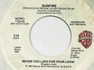SUNFIRE Never Too Late For Lovin’ WARNER BROS. 45 modern soul boogie NM