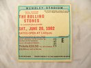 TICKET STUB ROLLING STONES WEMBLEY STADIUM 1982 June 26th