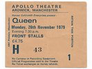 QUEEN:   1979   UK MANCHESTER APOLLO   26.11.79 TICKET STUB   CRAZY TOUR CONCERT