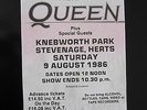 QUEEN  :  FINAL CONCERT TICKET STUB - KNEBWORTH PARK UK - 1986 - MAGIC TOUR