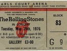 Rolling Stones Earls Court Arena, London 25/5/76 Ticket