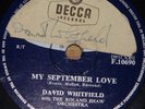 DAVID WHITFIELD   MY SEPTEMBER LOVE b/w RUDDER   SIGNED DECCA 78 RPM E EX GRADE