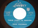 EDDIE COCHRAN 45 CUT ACROSS SHORTY Three Steps to Heaven on LIBERTY LABEL 1061