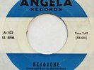 ANGIE & THE CITATIONS Headache ANGELA 45 surf garage rocker VG+ 7”