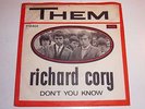 THEM - RICHARD CORY - 45  1965 DANISH PICTURE SLEEVE VAN MORRISON HEAR
