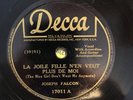 Decca 17011 JOSEPH & CLEOMA FALCON Cajun  78 rpm EE+ 1934 Ne Buvez Plus Jamais