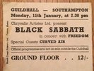 Black Sabbath  Master Of Reality Tour 1971 Ticket Stub