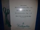 COLUMBIA 33CX 1256 *BLUE/GOLD* WALTER GIESEKING* PLAYS *BRAHMS SOLO PIANO* NM