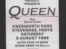 Queen  :  Knebworth 1986 Magic Tour Ticket - Final Concert - Complete with Stub