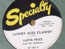VERY RARE Lloyd Price 78 RPM - Lawdy Miss Clawdy - Mailman Blues - Specialty 428
