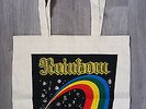 Rainbow down to earth vintage shopping LINEN bag logo metal music