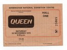 QUEEN CONCERT TICKET ORIGINAL 1979 VINTAGE NEC BIRMINGHAM RARE V VALUABLE GEM