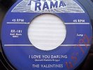 VALENTINES original VG++ doowop 45 Hand Me Down Love / I Love You Darling FM363