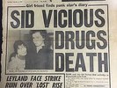 Sid Vicious - Framed Genuine Daily Mirror Front Page Newspaper Rare Sex Pistols
