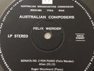 Australian Composers ABC In House LP Felix Werder Mint