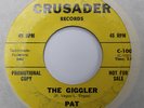 PAT & WILDCATS THE GIGGLER 45 ON CRUSADER B/W GREEN TOMATOES VEGAS INSTRO GARAGE