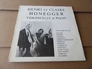 HENRI ET CLAIRE HONEGGER CELLO RECITAL ED1 PRIVATE  SWISS ONLY LP