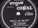 UK #1 BUDDY HOLLY & THE CRICKETS 78  THAT'LL BE THE DAY  VOGUE-CORAL Q 72279 VG+