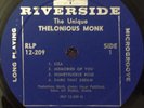 The Unique THELONIOUS MONK * RIVERSIDE LP 12-209 mono * VERY GOOD + to EXCELLENT
