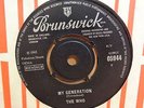 THE WHO MY GENERATION / SHOUT + SHIMMY OG UK BRUNSWICK RECORDS 7