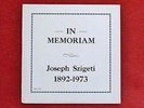 Joseph Szigeti - In Memoriam **Private Press Recording LP**
