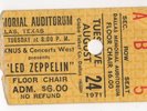 Original Led Zeppelin - Dallas Memorial Auditorium, Texas Ticket Stub Aug 1971