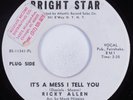 Northern Soul 45 RICKY ALLEN It's A Mess I Tell You BRIGHT STAR HEAR promo