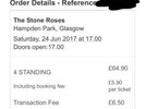 2 Stone Roses Tickets Hampden Park Glasgow 24 June