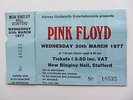 PINK FLOYD ORIGINAL COMPLETE  TICKET& STUB  STAFFORD  , ENGLAND 30TH MARCH 1977