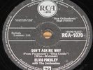 ELVIS PRESLEY HARD HEADED b/w DON'T ASK ME UK RCA 78 RPM E EXCELLENT GRADE