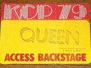 QUEEN JAZZ LIVE KILLERS EUROPEAN 1979 TOUR ORIGINAL BACKSTAGE BACKSTAGE PASS