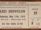 LED ZEPPELIN ORIGINAL EARLS COURT ARENA TICKET STUB 17 MAY 1975