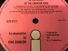 KING CRIMSON IN THE COURT OF LP PINK ISLAND
