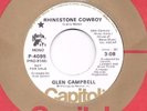 GLEN CAMPBELL * 45 * Rhinestone Cowboy * 1975 #1 * DJ PROMO * Ste/Mon VG++ Vinyl