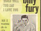 Billy Fury: When will you say I love you. Unique danish Picture sleve 1963