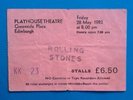 Rolling Stones Original Used Concert Ticket Playhouse Theatre Edinburgh 1982
