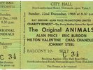 THE ANIMALS NEWCASTLE CITY HALL TICKET WITH STUB/ 22 DECEMBER 1968/ ERIC BURDON