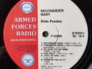 Elvis Presley- Armed Forces Radio (AFRTS) LP Record RECONSIDER BABY 1985  RARE