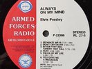 Elvis Presley- Armed Forces Radio (AFRTS) LP Record ALWAYS ON MY MIND 1985 RARE