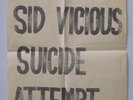 Original Vintage 'Sid Vicious Suicide Attempt' Newsstand Punk Sex Pistols Poster