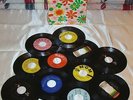 Record Case with (46) Christmas & Re-issued 45-rpm Records - ALL 45's LISTED
