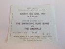 THE ANIMALS SWINGING BLUE JEANS 1964 CONCERT TICKET CITY HALL