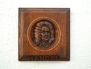 Antique hand carved oak wall plaque the composer George Frideric Handel c.1900