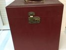 Vintage Wood Red Travel Storage Case Box For 78's RPM Records w File Cards & Key