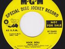 Canada Rockabilly 45  2-sider - BERNIE EARLY - Rock Doll / Your Kisses Kill Me