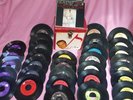DICK CLARK RECORD CASE w/lot  vinyl 45's R&R, R&B & mathis,beatles,etc