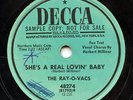 HEAR - Rare Doo Wop 78 - The Ray-O-Vacs - She's A Real Lovin' Baby - Decca Promo