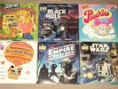 6 vintage CHIlDREN'S BOOK and RECORD sets disney star wars barbie poochie